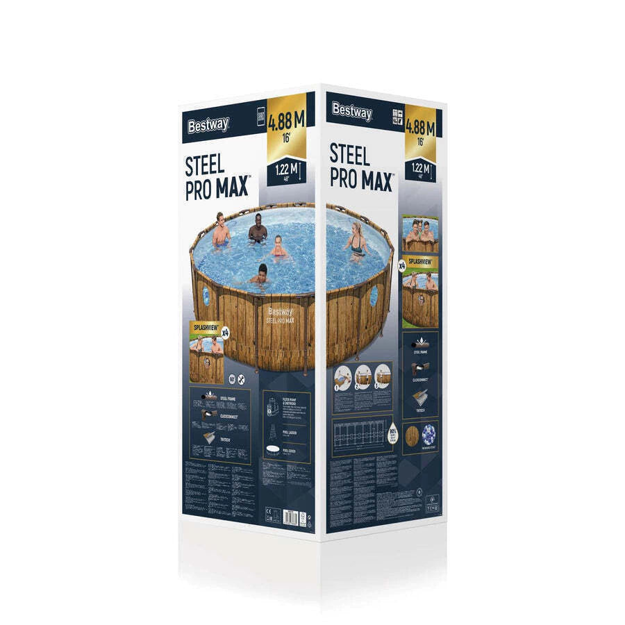 Piscina Bestway Redonda SteelPro Max con ventana 4.88MX1.22M