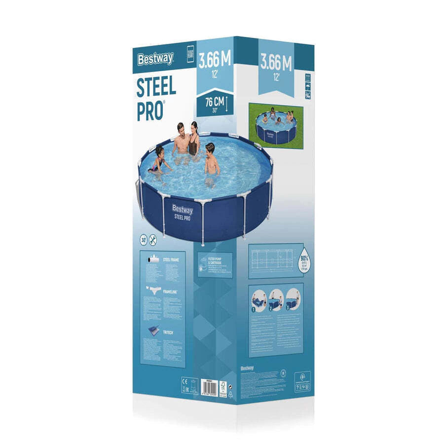 Piscina Bestway Redonda Steel Pro con filtro 3.66MX76Cm Azul